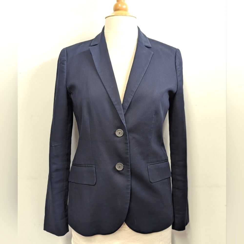 J.Crew Cotton Navy Blue Blazer Lightweight Classic Coastal Preppy 4 Academia